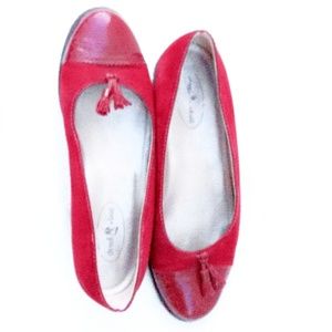 New Dirndl & Bua Red Suede Patent Leather Flats-10